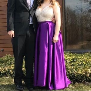 Prom Dress Ball Gown Sequin Top Satin Skirt